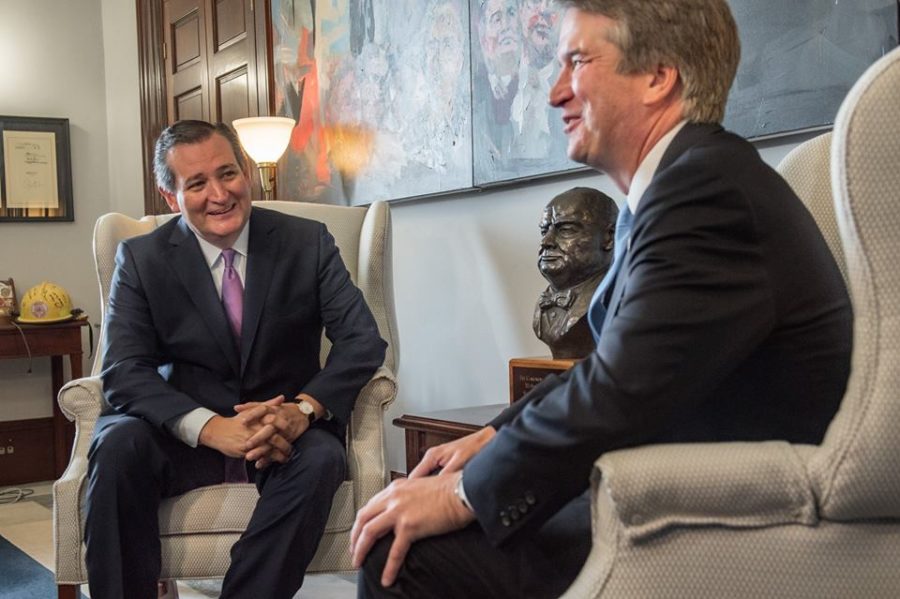 Senator+Ted+Cruz+and+Brett+Kavanaugh+meet+in+Cruz%27s+office+in+July+following+Kavanaugh%27s+judicial+nomination.