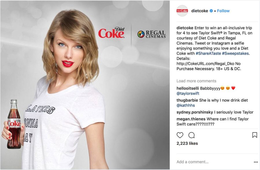 Celebrities like Taylor Swift advertise a wide range of products. 