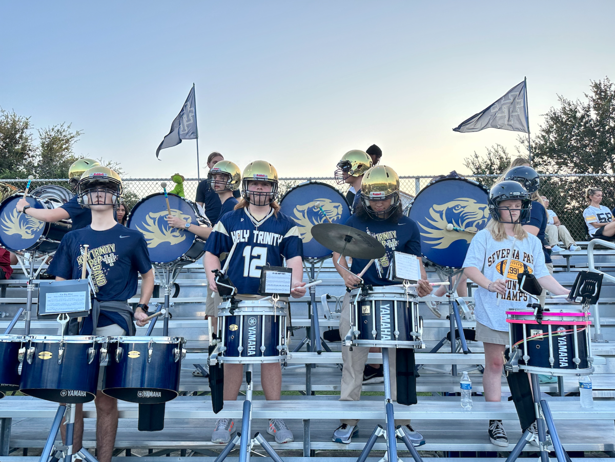Holy Trinity’s drumline plays “Chum Bum” at a home game versus Cocoa Beach High School.