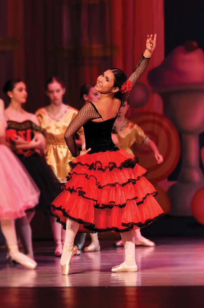 Senior+Sophia+Symeoneides+dances+as+the+Spanish+Soloist+in+the+Nutcracker+ballet.