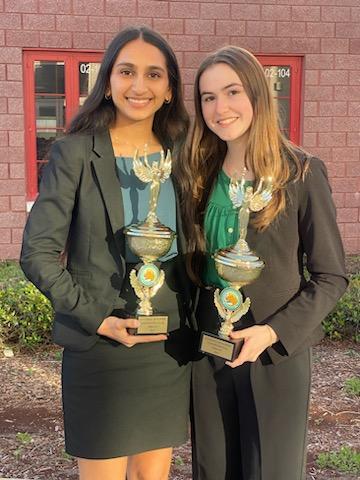 Seniors Reha Patel and Anna Dlugasch are two of the leaders of Holy Trinity's speech and debate team.